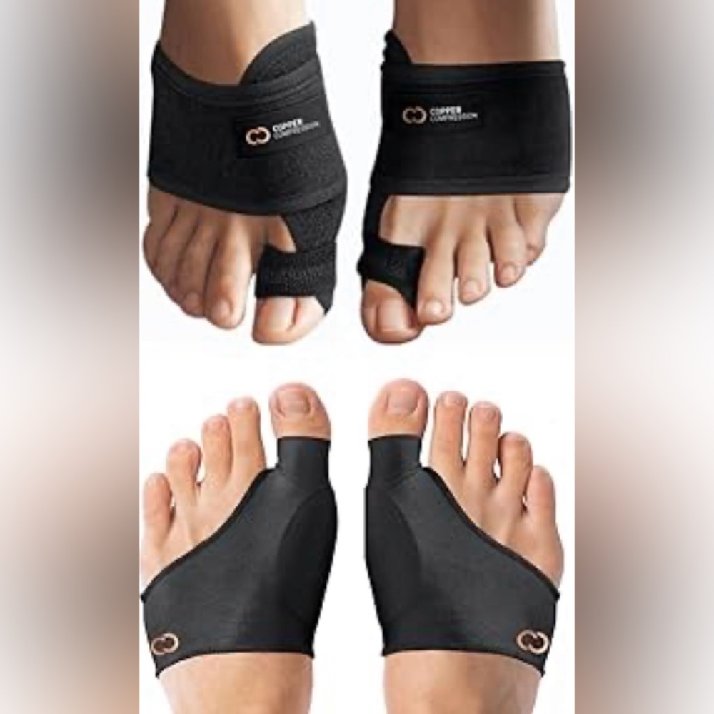 Copper Compression Bunion Relief Kit Toe Splint & Cushion Sleeves S/M